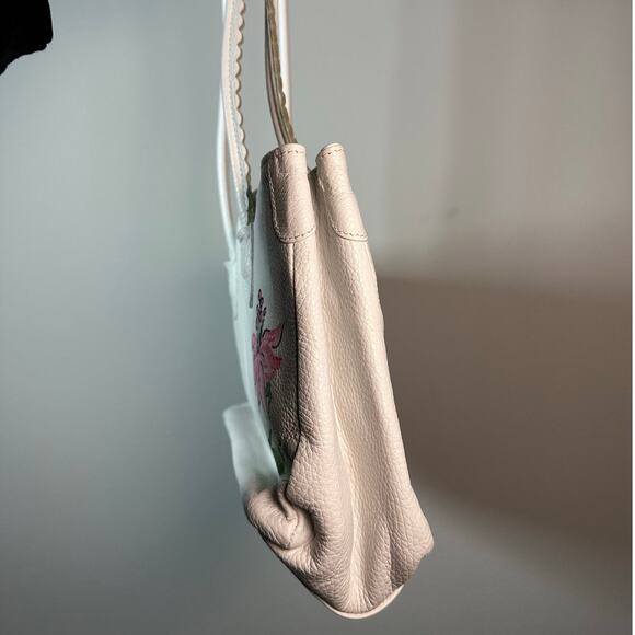 Vintage Cecconi Piero Leather Hand Painted Floral White Pebble Shoulder Bag - Picture 13 of 14